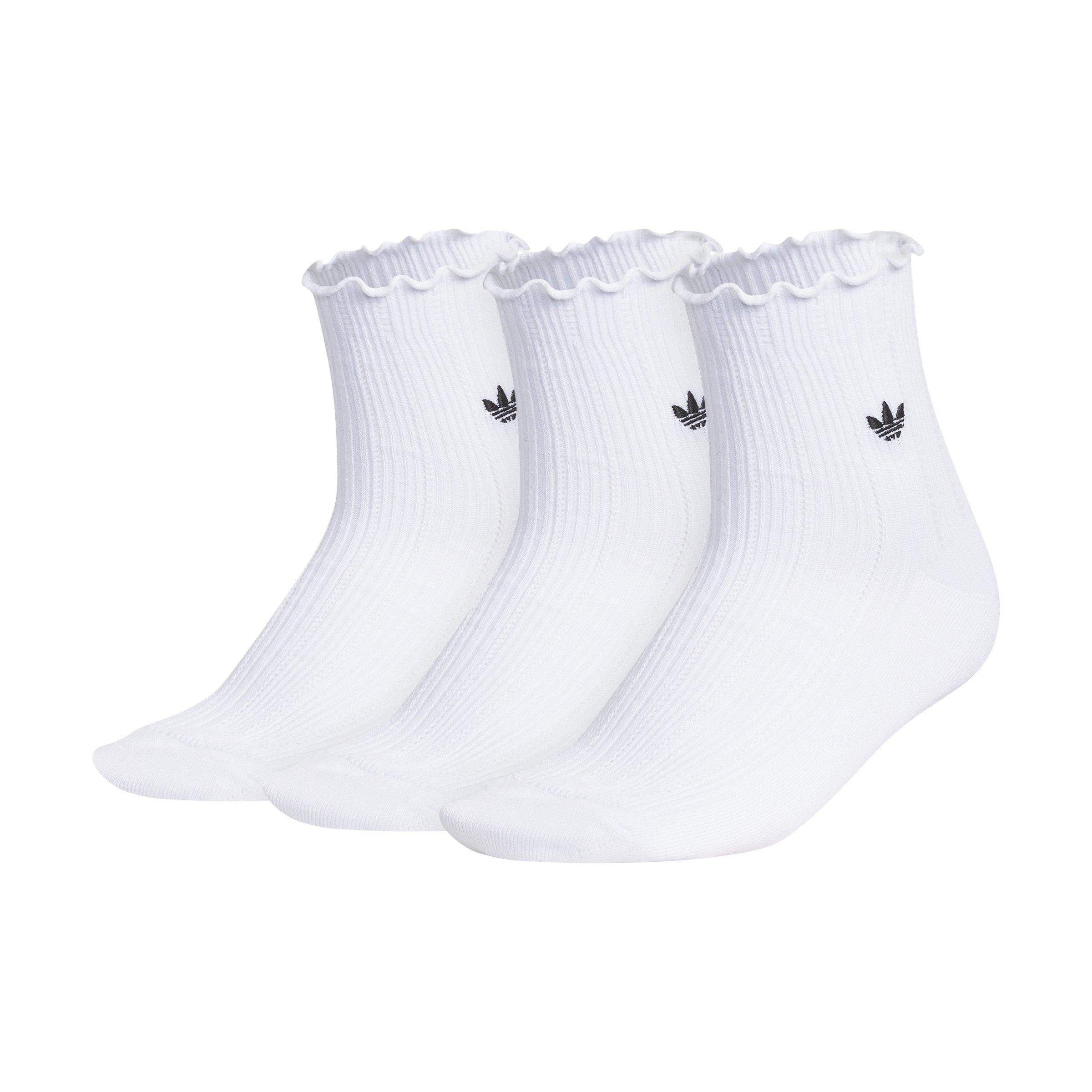 adidas Originals Trefoil Ruffle Ankle Socks (3 Pack) - White 